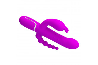 Лиловый вибратор для тройной стимуляции Cammy - 22,2 см.