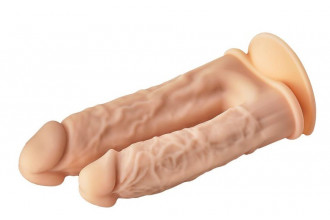 Телесный анально-вагинальный фаллоимитатор Double Penetrator - 19,5 см.