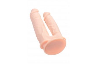 Телесный анально-вагинальный вибратор RealStick Silicone Jason M - 18 см.