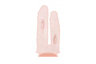 Телесный анально-вагинальный вибратор RealStick Silicone Jason M - 18 см.