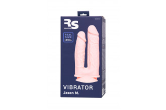 Телесный анально-вагинальный вибратор RealStick Silicone Jason M - 18 см.