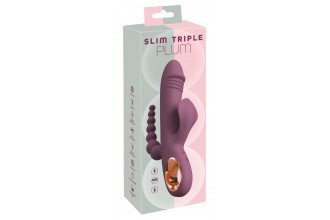 Сливовый вибратор с клиторальным отростком и анальным хвостом Slim Triple Plum - 21,4 см. Сливовый вибратор с клиторальным отростком и анальным хвостом Slim Triple Plum - 21,4 см.