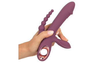 Сливовый вибратор с клиторальным отростком и анальным хвостом Slim Triple Plum - 21,4 см. Сливовый вибратор с клиторальным отростком и анальным хвостом Slim Triple Plum - 21,4 см.