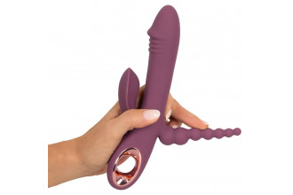 Сливовый вибратор с клиторальным отростком и анальным хвостом Slim Triple Plum - 21,4 см. Сливовый вибратор с клиторальным отростком и анальным хвостом Slim Triple Plum - 21,4 см.