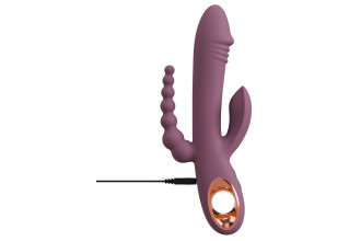 Сливовый вибратор с клиторальным отростком и анальным хвостом Slim Triple Plum - 21,4 см. Сливовый вибратор с клиторальным отростком и анальным хвостом Slim Triple Plum - 21,4 см.