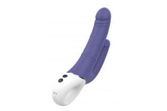 Синий анально-вагинальный вибратор Double Pleasure - 23,5 см.