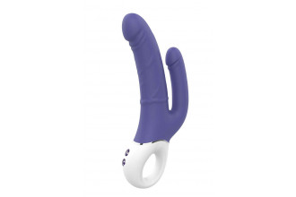 Синий анально-вагинальный вибратор Double Pleasure - 23,5 см.