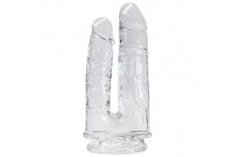 Прозрачный анально-вагинальный фаллоимитатор на присоске Imperium Jelly Dildo - 18 см.