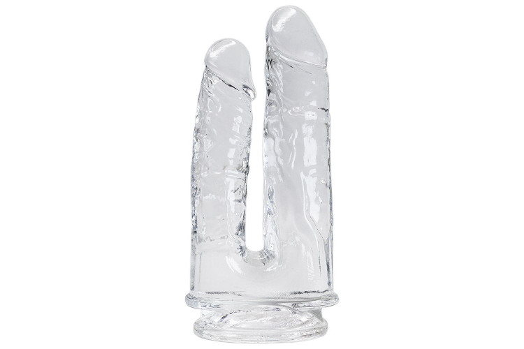 Прозрачный анально-вагинальный фаллоимитатор на присоске Imperium Jelly Dildo - 18 см.