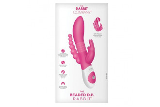 Розовый вибратор-кролик с анальным отростком The Beaded D.P.Rabbit