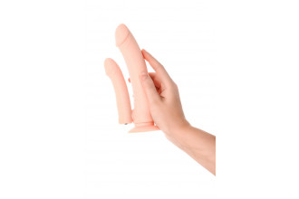 Двойной фаллоимитатор с присоской и съемной вибропулей - 19,5 см.