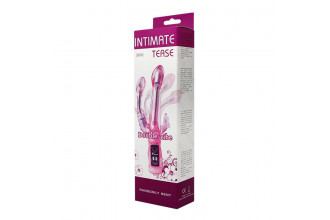 Розовый вибратор с анальным и клиторальным отростками Intimate Tease - 22,5 см.