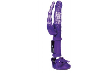 Фиолетовый анально-вагинальный вибратор на присоске A-toys