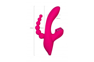 Ярко-розовый вибростимулятор 3-в-1 Tripling - 21 см.