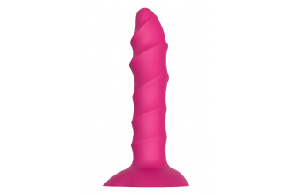 Розовый ребристый анальный фаллоимитатор Twisted Plug With Suction Cup - 17 см.