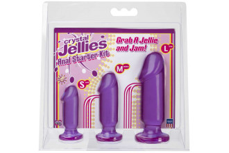 Набор из трех фиолетовых анальных фаллоимитаторов Crystal Jellies Anal Starter Kit