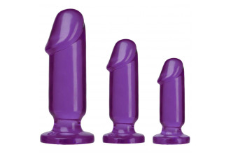 Набор из трех фиолетовых анальных фаллоимитаторов Crystal Jellies Anal Starter Kit