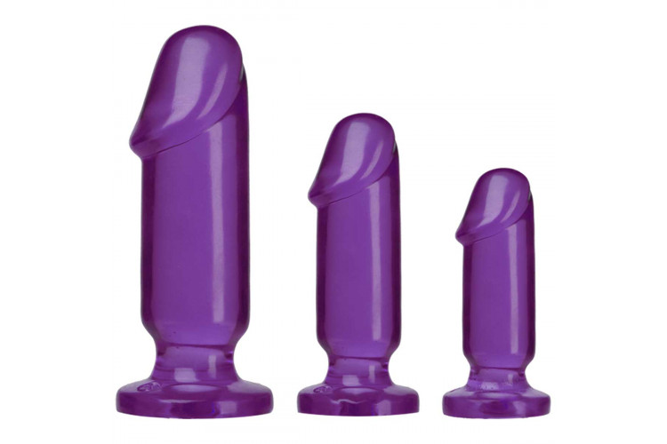 Набор из трех фиолетовых анальных фаллоимитаторов Crystal Jellies Anal Starter Kit