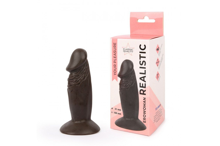 Реалистичный коричневый анальный фаллоимитатор Erowoman на присоске