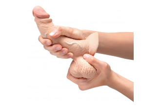 Телесный анальный фаллоимитатор Slipskin 6.5’’ Curved - 16,7 см.
