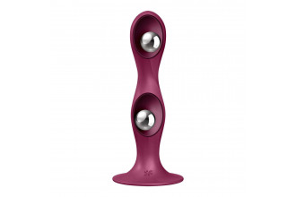 Малиновый фаллоимитатор Double Ball-R - 17,8 см.