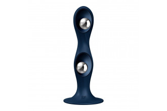 Темно-синий фаллоимитатор Double Ball-R - 17,8 см.