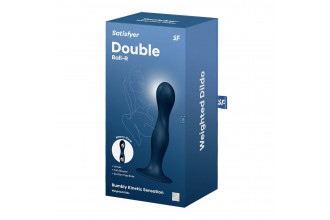 Темно-синий фаллоимитатор Double Ball-R - 17,8 см.