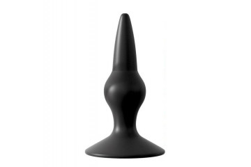 Чёрная анальная пробка с утолщающим шариком - 9 см.