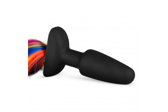 Черная анальная пробка с радужным хвостом Butt Plug With Tail