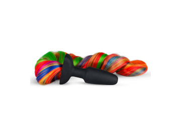 Черная анальная пробка с радужным хвостом Butt Plug With Tail