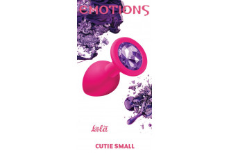 Малая розовая анальная пробка Emotions Cutie Small с фиолетовым кристаллом - 7,5 см.