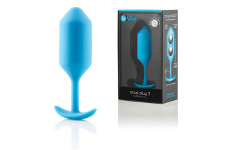 Голубая пробка для ношения B-vibe Snug Plug 3 - 12,7 см.