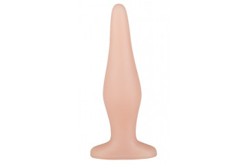 Телесная анальная пробка с широким основанием - 14 см.