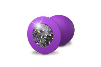 Фиолетовая анальная пробка со стразом Her Little Gem Large Plug - 9,5 см.