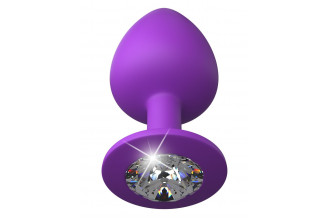 Фиолетовая анальная пробка со стразом Her Little Gem Large Plug - 9,5 см.