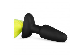 Черная анальная пробка с желтым хвостом Butt Plug With Tail