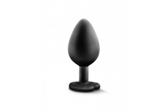 Черная анальная втулка с прозрачным кристаллом Bling Plug Medium - 8,2 см.