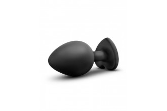 Черная анальная втулка с прозрачным кристаллом Bling Plug Medium - 8,2 см.