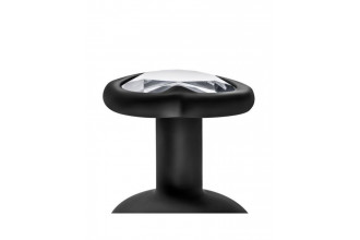 Черная анальная втулка с прозрачным кристаллом Bling Plug Medium - 8,2 см.