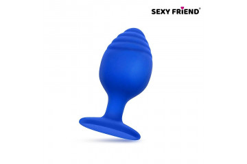 Синяя силиконовая анальная втулка - 7 см.