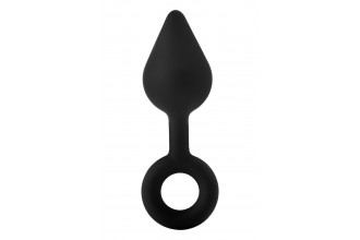 Черная анальная пробка с ручкой-кольцом XL Single Drop Plug - 14 см.