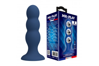 Синяя анальная пробка со смещенным центром тяжести - 16,5 см.