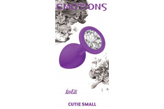 Малая фиолетовая анальная пробка Emotions Cutie Small с прозрачным кристаллом - 7,5 см.