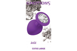 Большая фиолетовая анальная пробка Emotions Cutie Large с прозрачным кристаллом - 10 см.