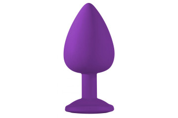 Большая фиолетовая анальная пробка Emotions Cutie Large с прозрачным кристаллом - 10 см.