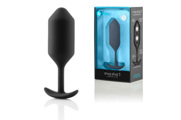 Чёрная пробка для ношения B-vibe Snug Plug 3 - 12,7 см.