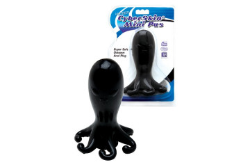 Черная анальная втулка в виде осьминога - 15 см.