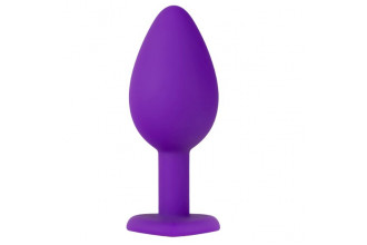 Фиолетовая анальная пробка с золотистым кристаллом-сердцем Bling Plug Small - 7,6 см.