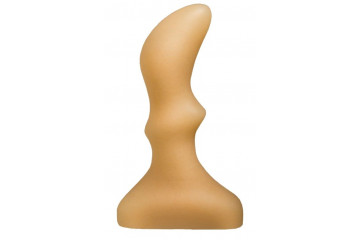Телесная изогнутая анальная пробка - 10 см.