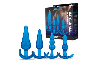 Тренировочный набор из 4 голубых анальных плагов Anal Training Set